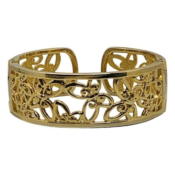 Vintage Open Face Butterfly Cut Out Gold Tone Adjustable Cuff Bracelet 6”-8” - Picture 1 of 7